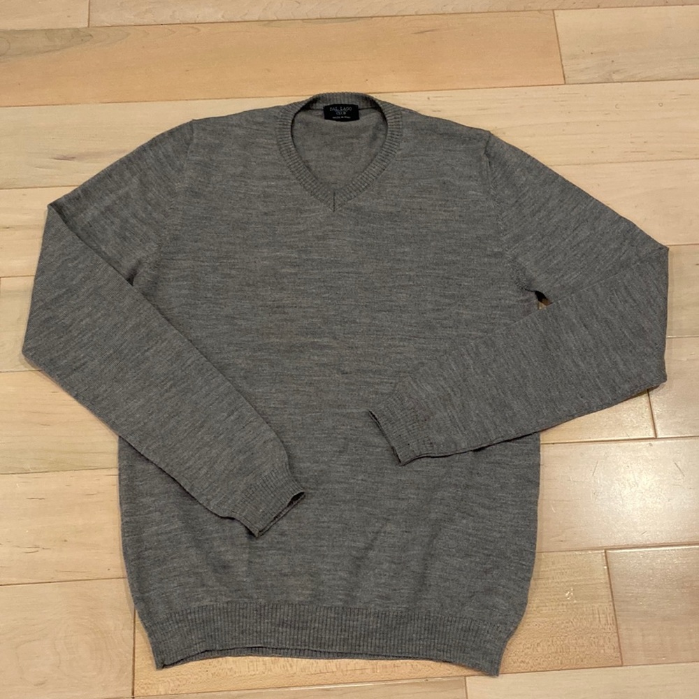DAL LAGO Italian soft thin merino wool stretch grey sweater